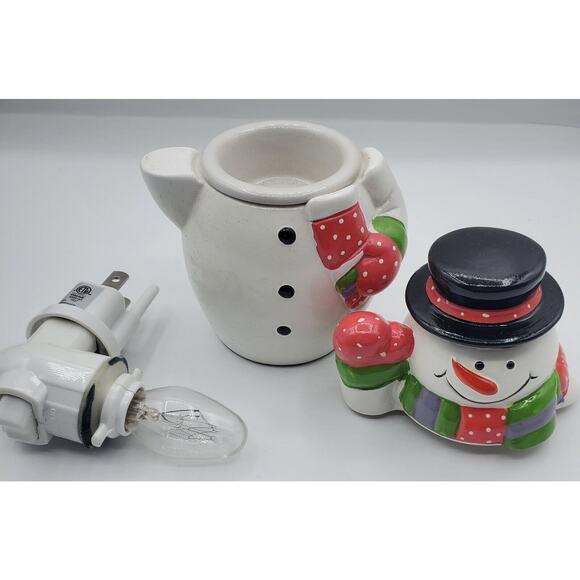 Tuscany Ceramic Outlet Wax Melt Warmer Christmas Winter Holiday Snowman NIB - Picture 4 of 10